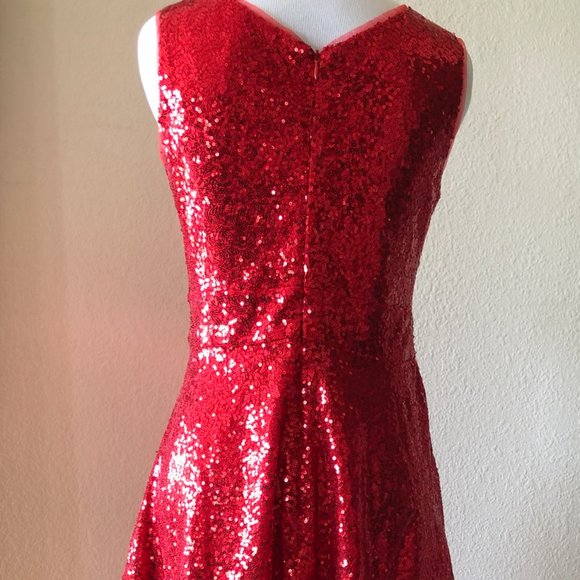 Women's Sequin Flared Cocktail Dress (Red, Size S) - Picture 3 of 4